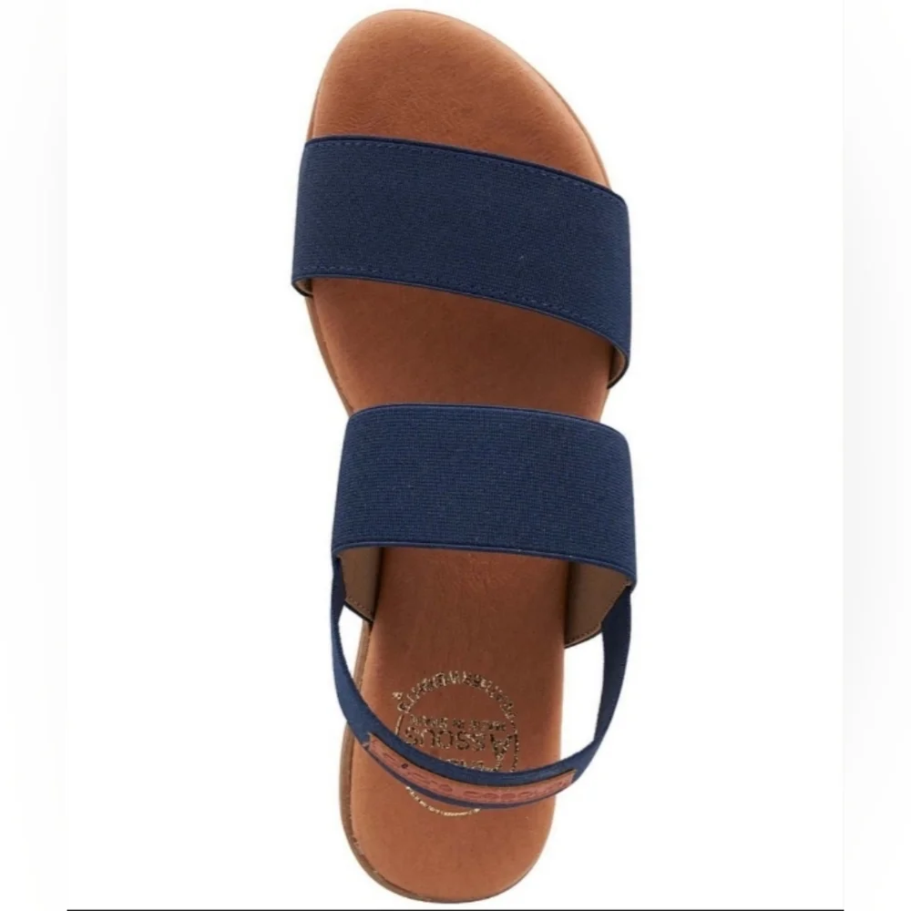Andre Assous (Size 10) Navy Nigella Elastic Sling Back Open Toe Leather Sandals
